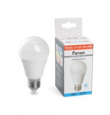 Лампа светодиодная низковольтная, (10W) 12-48V E27 6400K A60, LB-192  48732  FERON