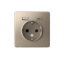 ArtGallery Шампань Розетка 16А с 2 USB A+C, 5В/2,4А/3,0А, 2х5В/1,5А, механизм  GAL000532  SE