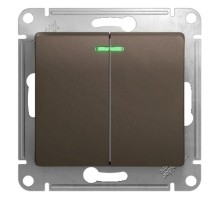 Glossa Шоколад Выключатель 2-клавишный с подсветкой сх.5а, 10АХ  GSL000853  SE