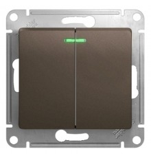 Glossa Шоколад Выключатель 2-клавишный с подсветкой сх.5а, 10АХ  GSL000853  SE