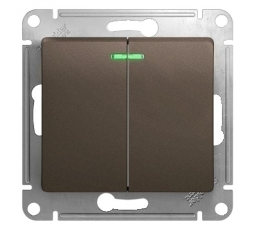 Glossa Шоколад Выключатель 2-клавишный с подсветкой сх.5а, 10АХ  GSL000853  SE