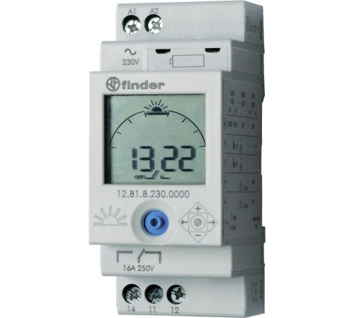 Реле времени цифровое ASTRO; монтаж на рейку 35мм; 1СO 16A; питание 110...230B AC/DC; ширина 35мм; степень защиты IP20  128182300000  Finder
