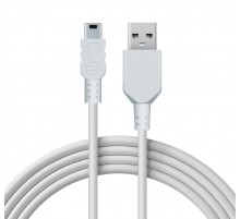 Кабель mini USB (male) штекер - USB-A (male) штекер, длина 1,8 метра, белый (PE пакет)  18-1134  REXANT