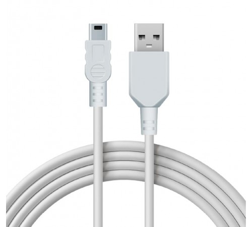 Кабель mini USB (male) штекер - USB-A (male) штекер, длина 1,8 метра, белый (PE пакет)  18-1134  REXANT