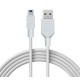 Кабель mini USB (male) штекер - USB-A (male) штекер, длина 1,8 метра, белый (PE пакет)  18-1134  REXANT
