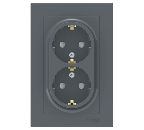 AtlasDesign Грифель Розетка 2-ая с заземлением, со шторками, 16А, (в сборе с рамкой)  ATN000726  SE