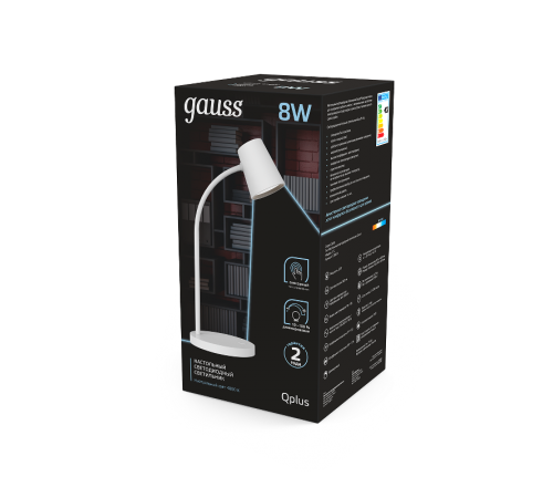 Светильник настольный Qplus GTL603 8W 600lm 4000K 170-265V белый диммируемый LED 1/8  GT6031  Gauss