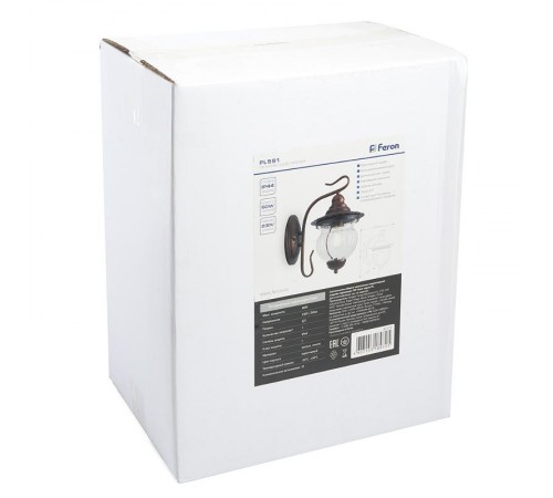 Светильник садово-парковый PL591 на стену вниз 60W 230V E27, коричневый  41171  Feron