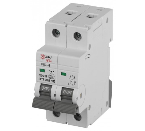 Автоматический выключатель  PRO VA63-2P40C4.5 ВА47-63 2P 40А кривая C 4,5кА   Б0059426  ЭРА