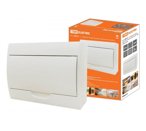 Бокс пластиковый навесной ЩРН-П-12 модулей с белой крышкой, навесной, пластик IP41  SQ0903-0004  TDM