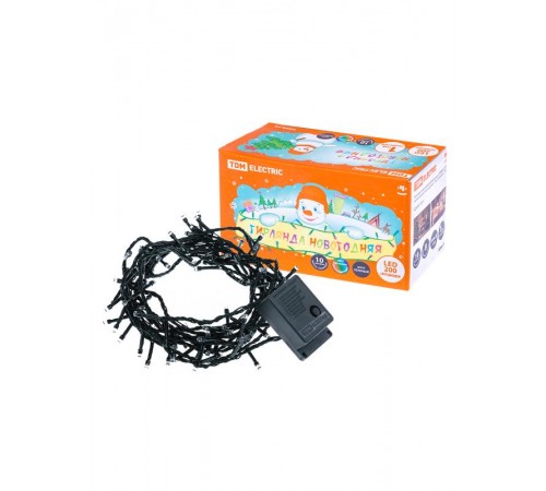 Гирлянда новогодняя светодиодная, СГ 200 З, 220 В, зеленый шнур, многоцветная, 10 м, 8 режимов  SQ0361-0011  TDM ELECTRIC