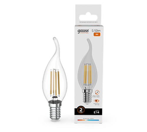 Лампа светодиодная   Filament Elementary Свеча на ветру 8W 510lm 2700К Е14 LED 1/10/100  42118  Gauss