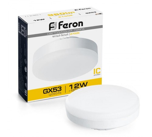Лампа светодиодная LB-453 (12W) 230V GX53 2700K, для натяжных потолков  25833  FERON