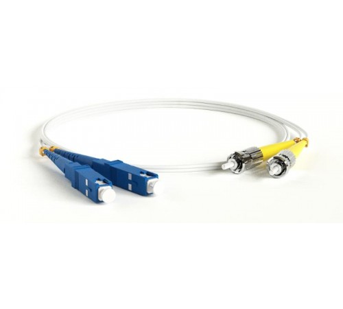Патч-корд FC-D2-9A1-SC/UR-ST/UR-H-2M-LSZH-WH волоконно-оптический (шнур) SM 9/125 (G657), ST/UPC-SC/UPC, 2.0 мм, duplex, LSZH, 2м  238610  Hyperline