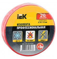 Изолента 0,18х19 мм красная 20 метров   UIZ-20-10-K04  IEK