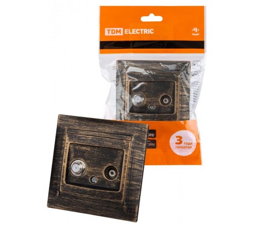 Розетка TV ("мама") + SAT (F-разъем) 0-2400МГц старинная бронза "Лама"  SQ1815-0761  TDM