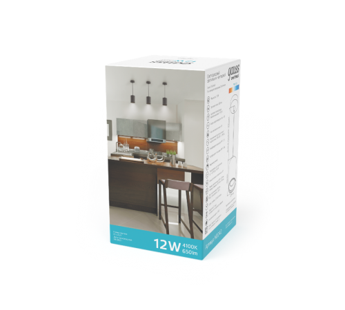 Светильник светодиодный накладной/подвесной HD043 12W (черный/черный) 4100K 79*100мм 1/20  HD043  Gauss