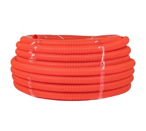 Труба гибкая гофрированная ПНД 32мм с протяжкой Plast (50м) оранжевый  tpnd-32-o  EKF