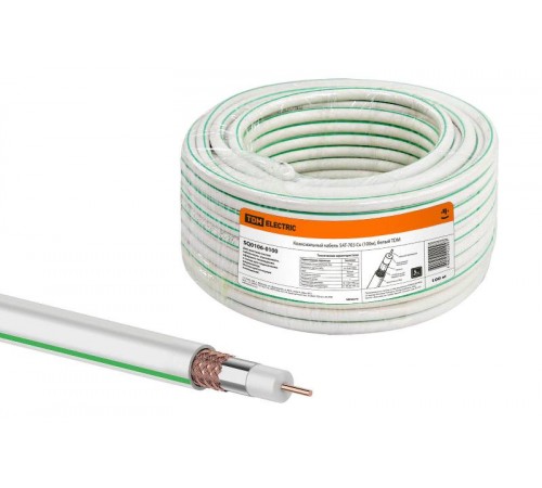 Коаксиальный кабель SAT-703 Cu (100м), белый  SQ0106-0100  TDM