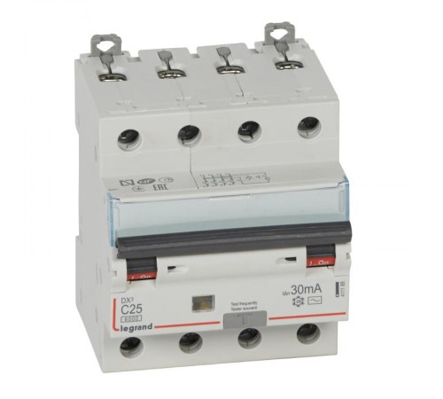 Выключатель автоматический дифференциального тока DX3 6000 4п 25А С 30мА тип AС  411188  Legrand