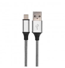 USB кабель для iPhone 5/6/7 моделей, шнур в тканевой оплетке черный  18-4245  REXANT