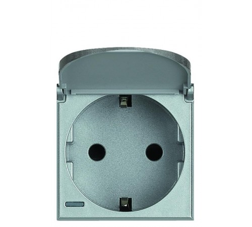 Axolute Розетка 2К+З с крышкой, 10/16 А 250 В с бок. з/к Schuko, с Экр. конт., клеммы с авт. заж., алюминий, немецкий стандарт  HC4141PW  Legrand