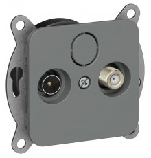 FLITE Розетка 2-ая TV+SAT экр. проходная РТВс-2-1-2-ФлМА мокрый асфальт  FI-AF23-P-K80  IEK