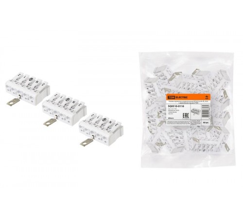 Клемма пружинная соединительная КСПз5-3L+N+PE, 16 A, с заземлением под винт  SQ0510-0116  TDM