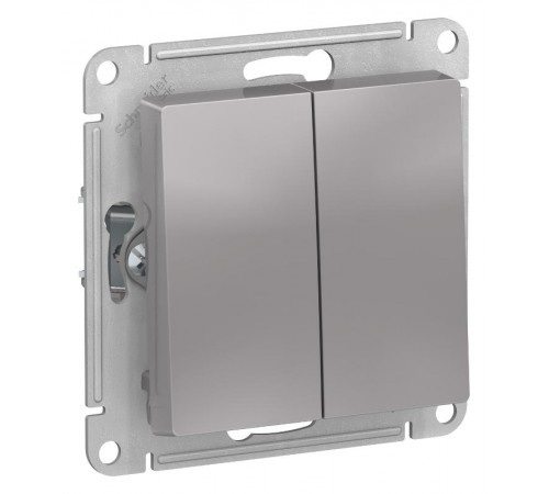 AtlasDesign Алюминий Переключатель 2-клавишный сх.6, 10АХ, механизм  ATN000365  SE