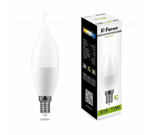 Лампа светодиодная LB-770 (11W) 230V E14 4000K свеча на ветру  25940  FERON