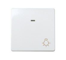 Simon 27 Выключатель 1-кл кнопочный с подсветкой, с пиктограммой "лампа", широкий модуль, 10А 250В,  27161-65  Simon