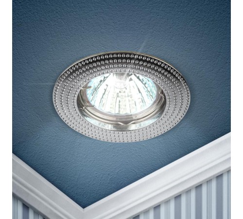 Светильник точечный встраиваемый под лампу KL55 50Вт MR16 хром литой  Б0017099  ЭРА