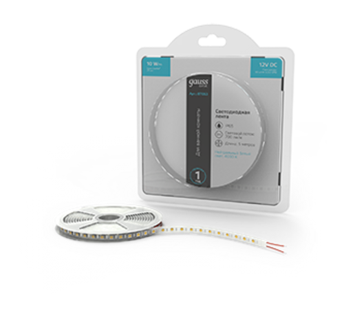 Лента светодиодная Basic LED 5050/60 12V 10W/m 700lm/m 4000K 10mm IP65 5m 1/100  BT053  Gauss