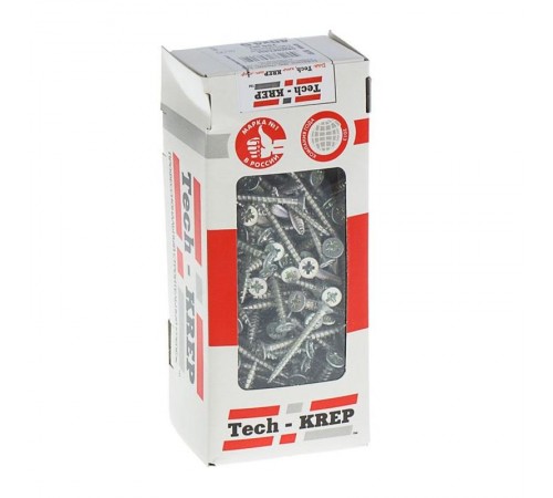 Саморезы универсальные 40х4,5 мм (200 шт) оцинкованные - коробка с окном ( 0,613 кг)  102191  Tech-KREP