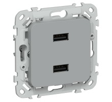 FLITE Розетка USB A+A 2,1А РЮ-2-ФлС серый  FI-U21-D31-K03  IEK