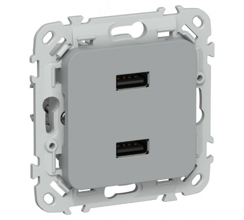 FLITE Розетка USB A+A 2,1А РЮ-2-ФлС серый  FI-U21-D31-K03  IEK