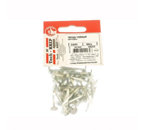 Гвоздь толевый евро оцинк. 3,0х30 (100 г) - пакет  128314  Tech-KREP