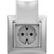Valena Алюминий Розетка 1-ая с/з с крышкой  770122  Legrand