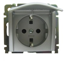 Valena Алюминий Розетка 1-ая с/з с крышкой  770122  Legrand