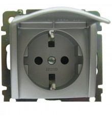 Valena Алюминий Розетка 1-ая с/з с крышкой  770122  Legrand