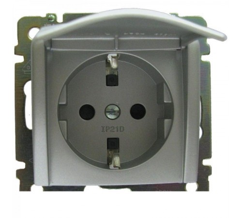 Valena Алюминий Розетка 1-ая с/з с крышкой  770122  Legrand