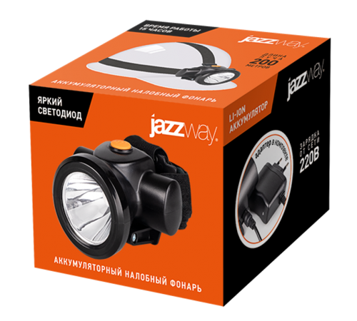 Фонарь налобный с литиевым аккумулятором AccuH8-L3W  .5024571  JAZZway