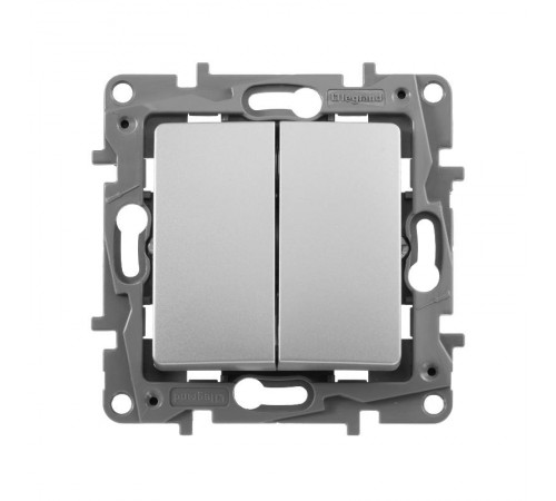Etika Алюминий Выключатель 2-клавишный, автозажимные клеммы, 10 AX, 250 В  672402  Legrand