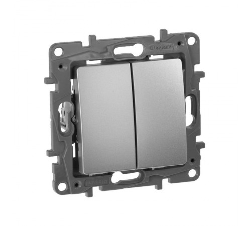 Etika Алюминий Выключатель 2-клавишный, автозажимные клеммы, 10 AX, 250 В  672402  Legrand