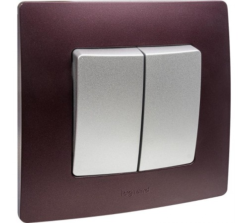 Etika Алюминий Выключатель 2-клавишный, автозажимные клеммы, 10 AX, 250 В  672402  Legrand