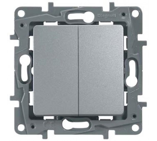 Etika Алюминий Выключатель 2-клавишный, автозажимные клеммы, 10 AX, 250 В  672402  Legrand