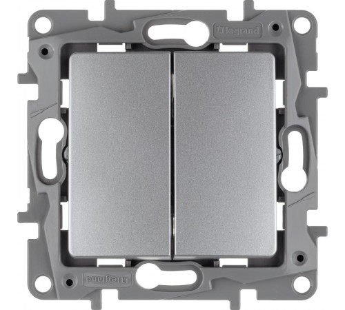 Etika Алюминий Выключатель 2-клавишный, автозажимные клеммы, 10 AX, 250 В  672402  Legrand