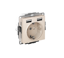 AtlasDesign Бежевый Розетка 16А c 2 USB A+A, 5В/2,4А, 2х5В/1,2А, механизм  ATN000230  SE