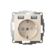 AtlasDesign Бежевый Розетка 16А c 2 USB A+A, 5В/2,4А, 2х5В/1,2А, механизм  ATN000230  SE