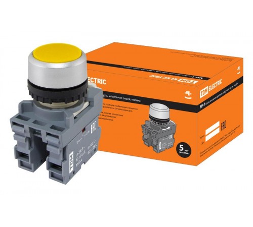 Кнопка MP1-20Y в сборе d22мм 1з+1р желтая  SQ0747-0003  TDM